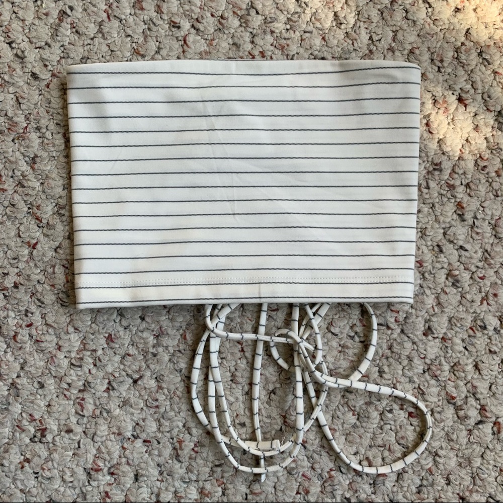 Cropped tube top with tie back
